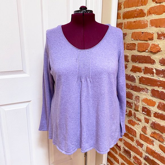 EILEEN FISHER Womens Purple Knit Glitter Metallic Stretch Long Sleeve Boat Neck Tunic Sweater main image 1